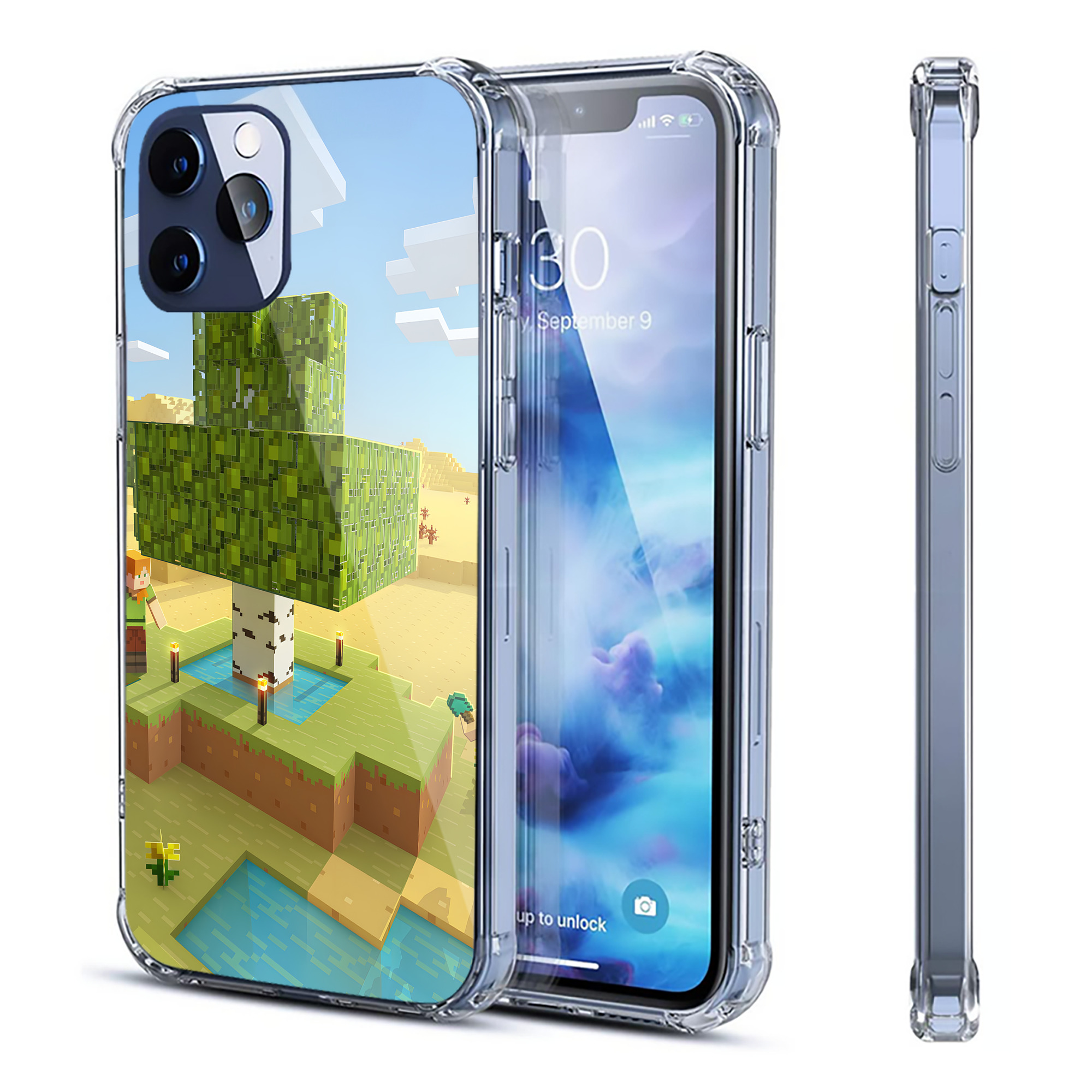 （画像用） マインクラフト ブロックの世界 Minecraft MC Block world 【iPhone 12シリーズ対応】透明スマホケース（クリアソフトケース）